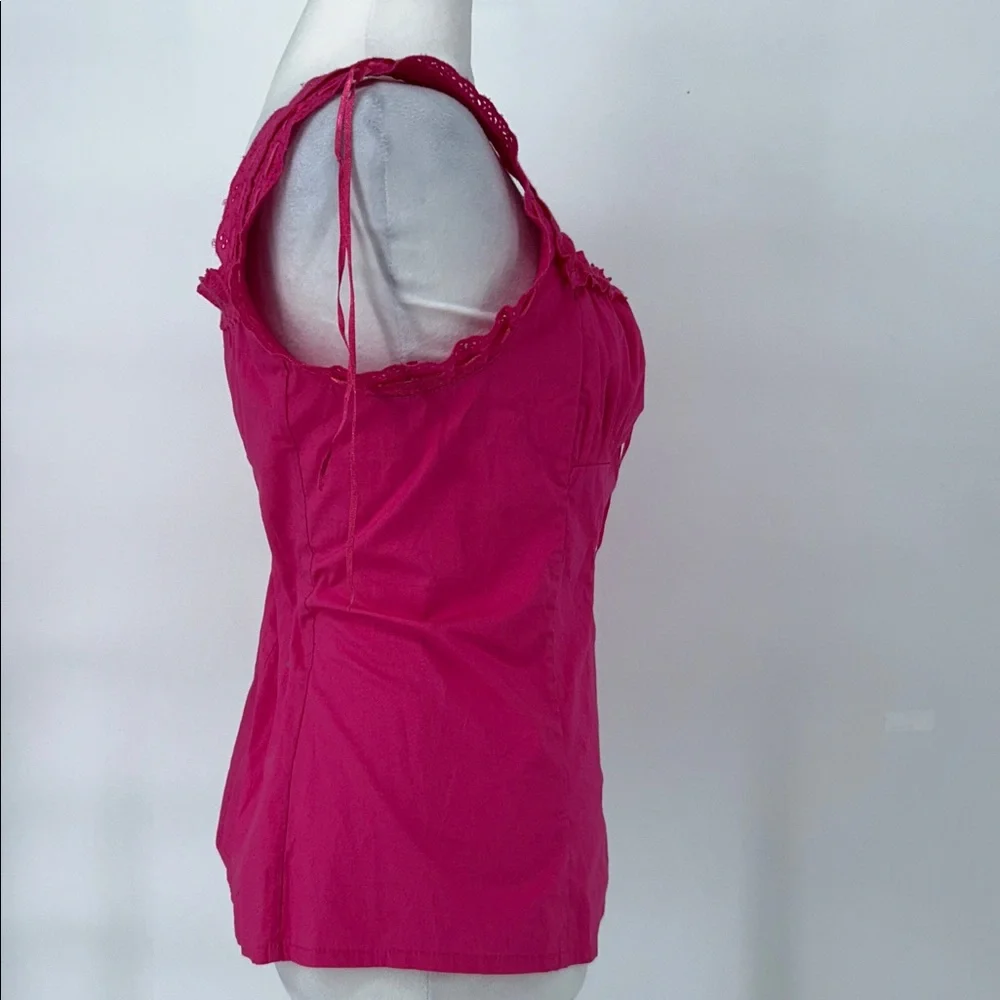 Guess Women’s Y2K Pink Lace Trim Button Front Corset Cami Top Stretch Size M - Picture 5 of 11